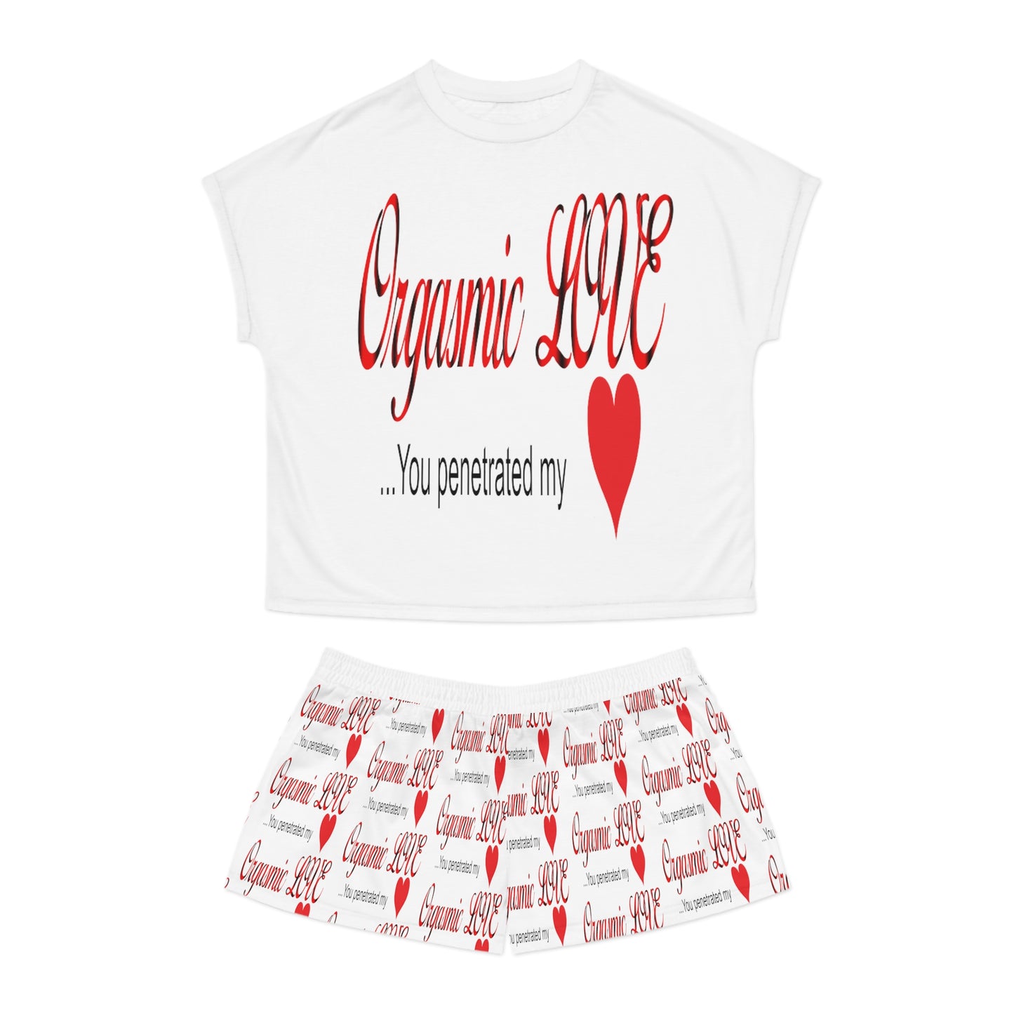 Orgasmic Love You Penetrated My Heart Women's Short Pajama Set (AOP)