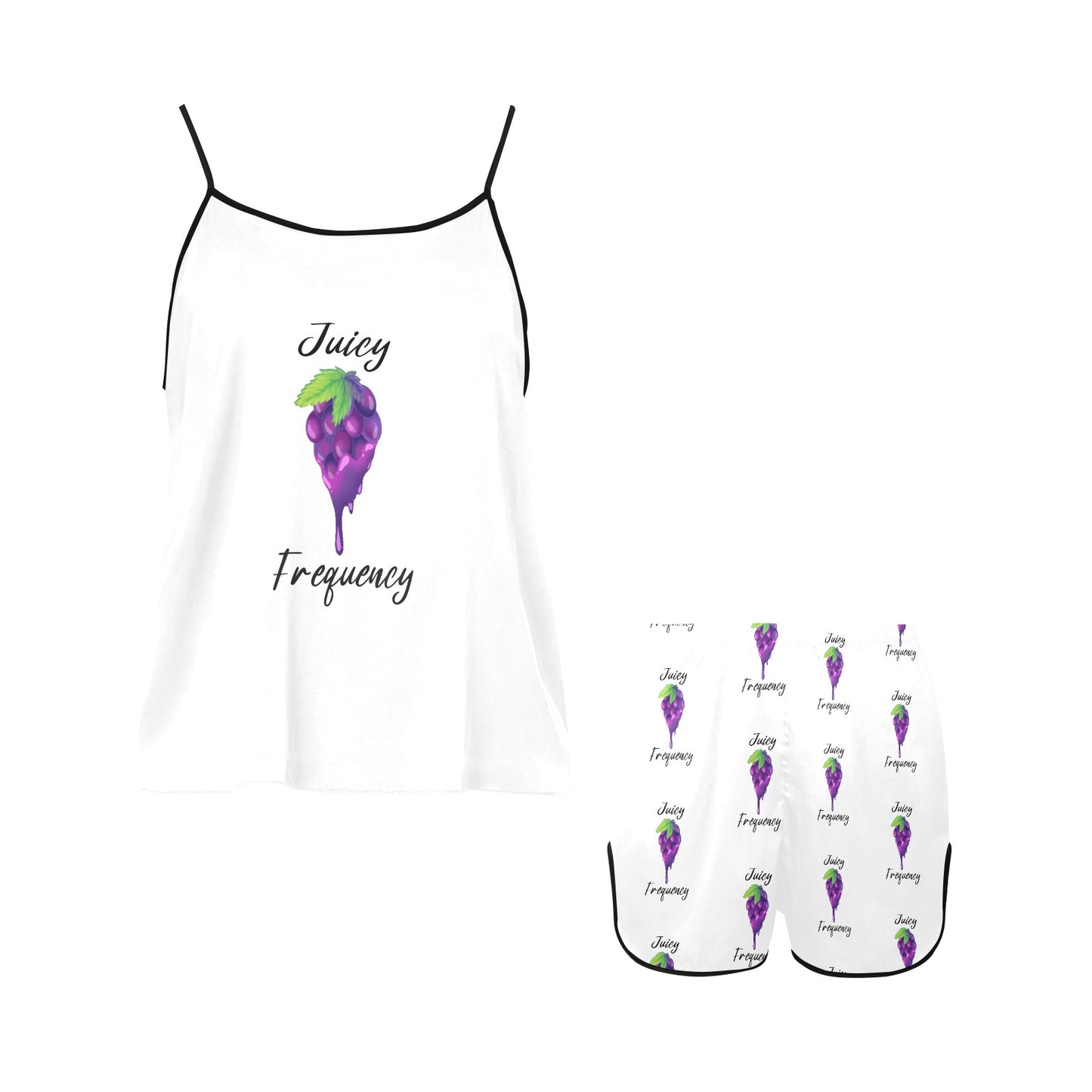 Juicy Frequency Grapes Women's Spaghetti Strap Short Pajama Set