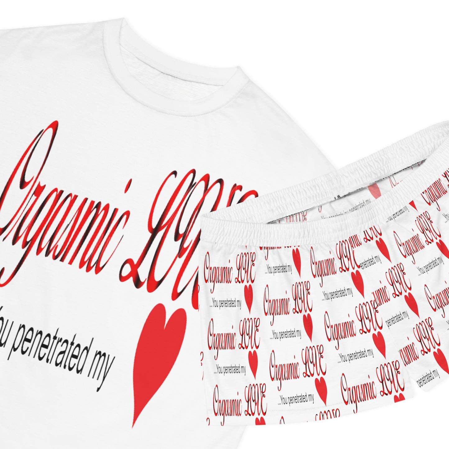 Orgasmic Love You Penetrated My Heart Women's Short Pajama Set (AOP)