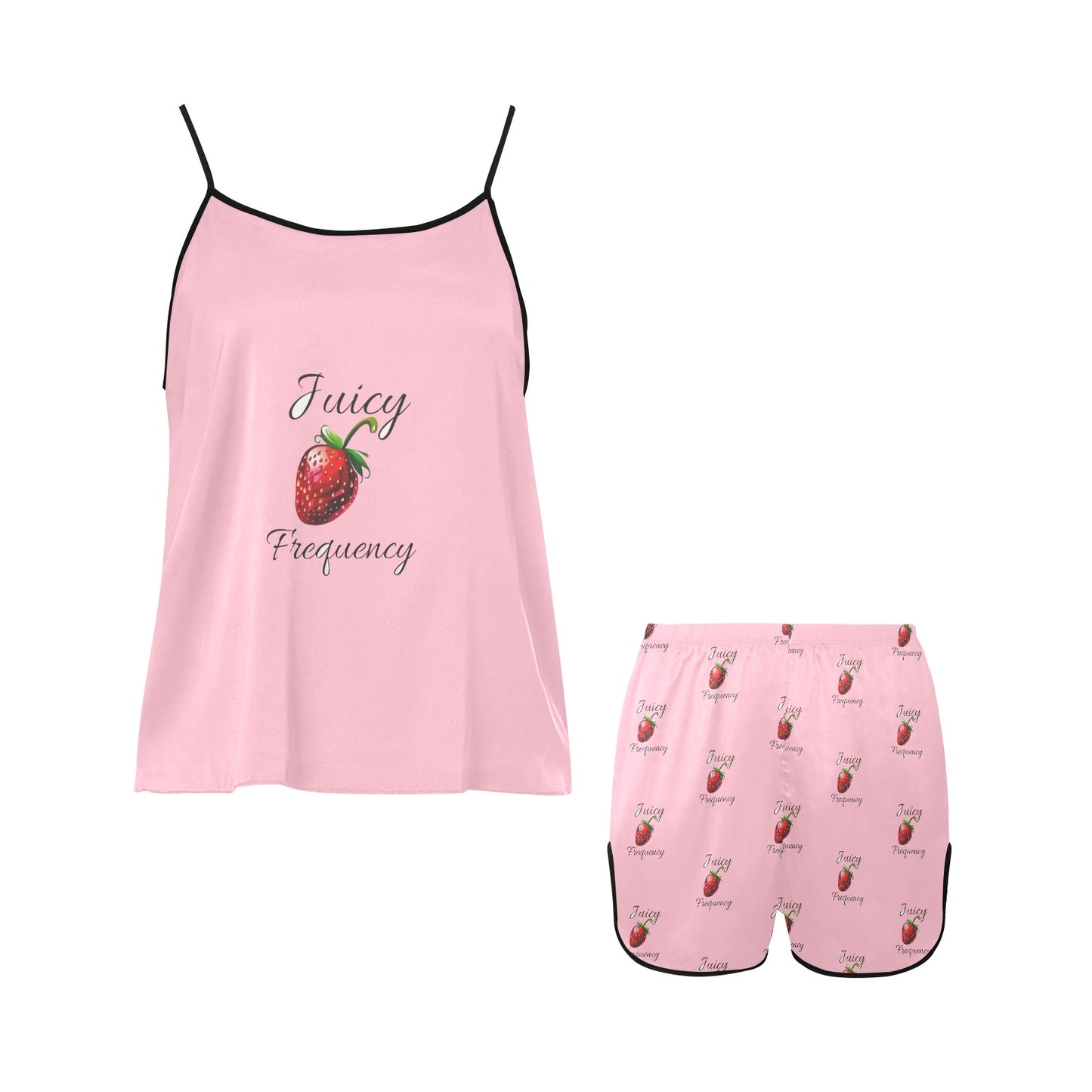 Juicy Frequency Strawberries Women's Spaghetti Strap Short Pajama Set