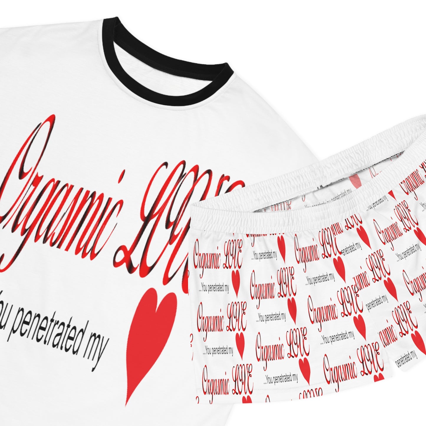 Orgasmic Love You Penetrated My Heart Women's Short Pajama Set (AOP)