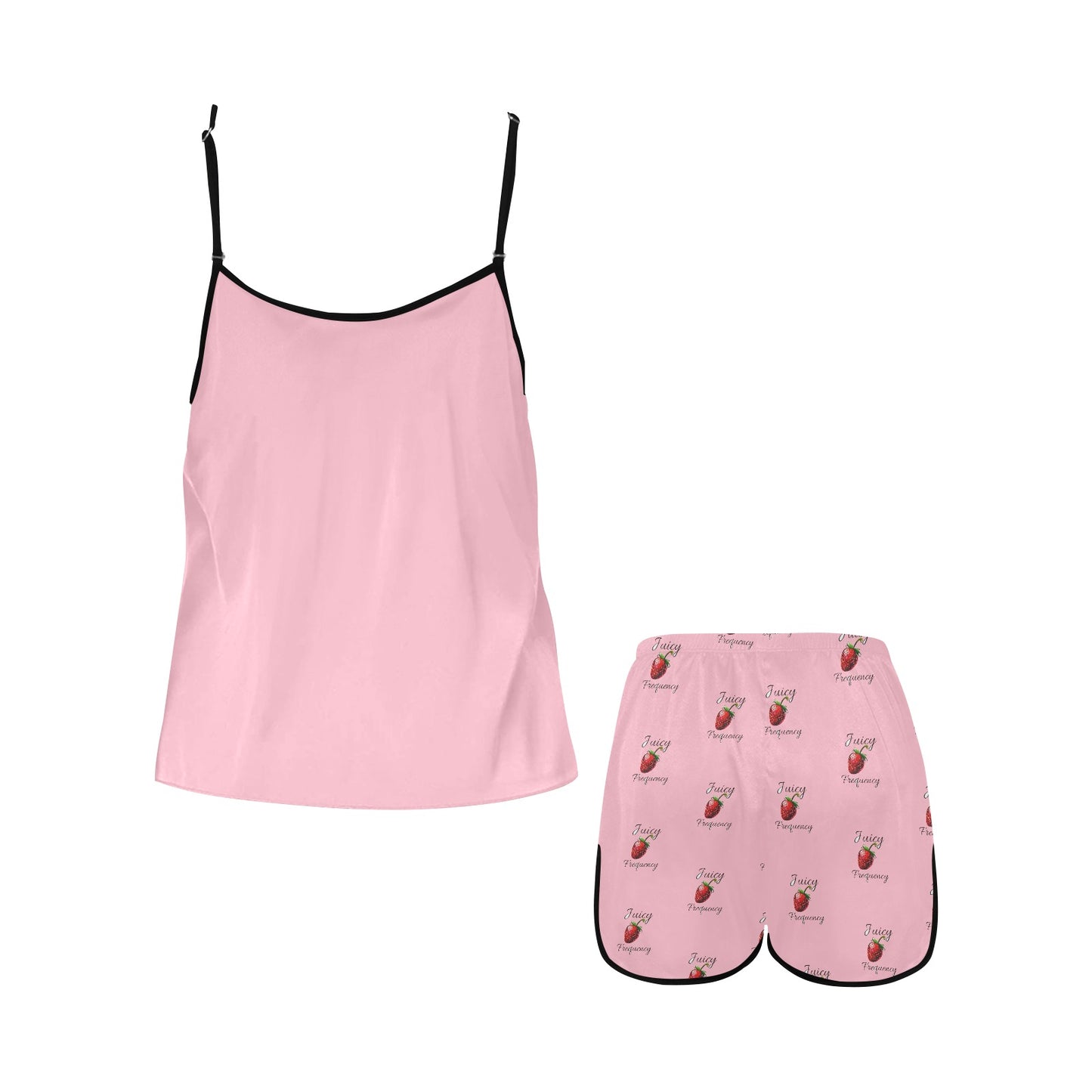 Juicy Frequency Strawberries Women's Spaghetti Strap Short Pajama Set