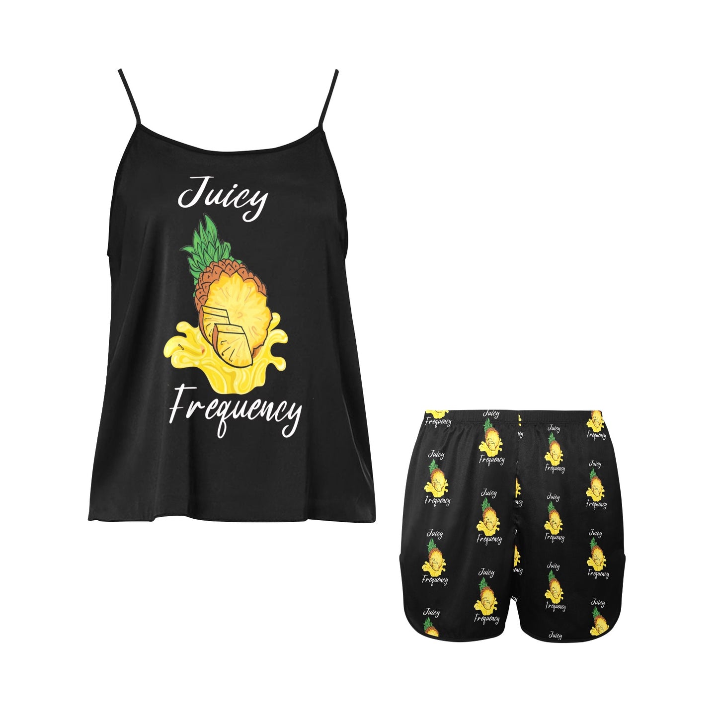 Juicy Frequency Pineapple Women's Spaghetti Strap Short Pajama Set