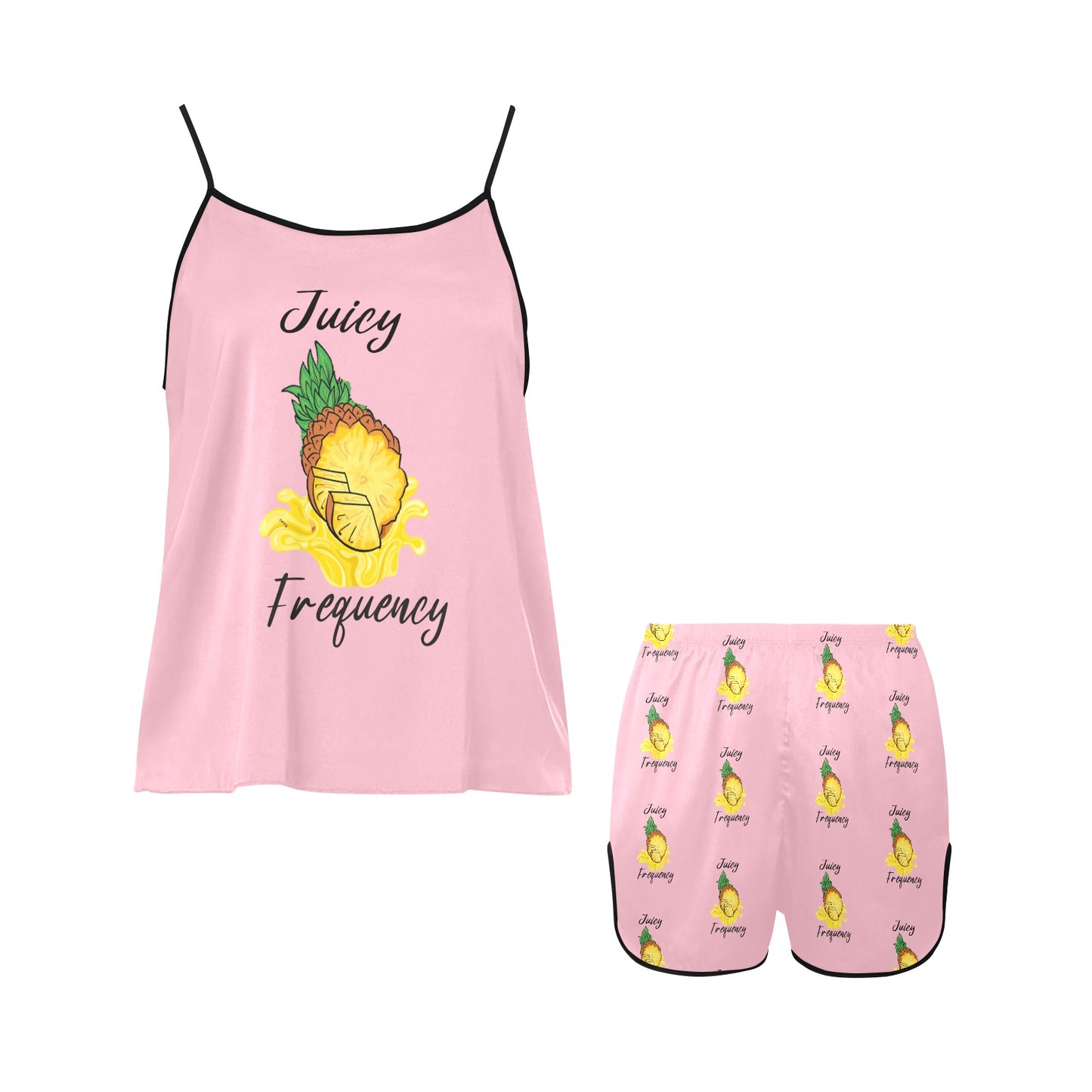 Juicy Frequency Pineapple Women's Spaghetti Strap Short Pajama Set