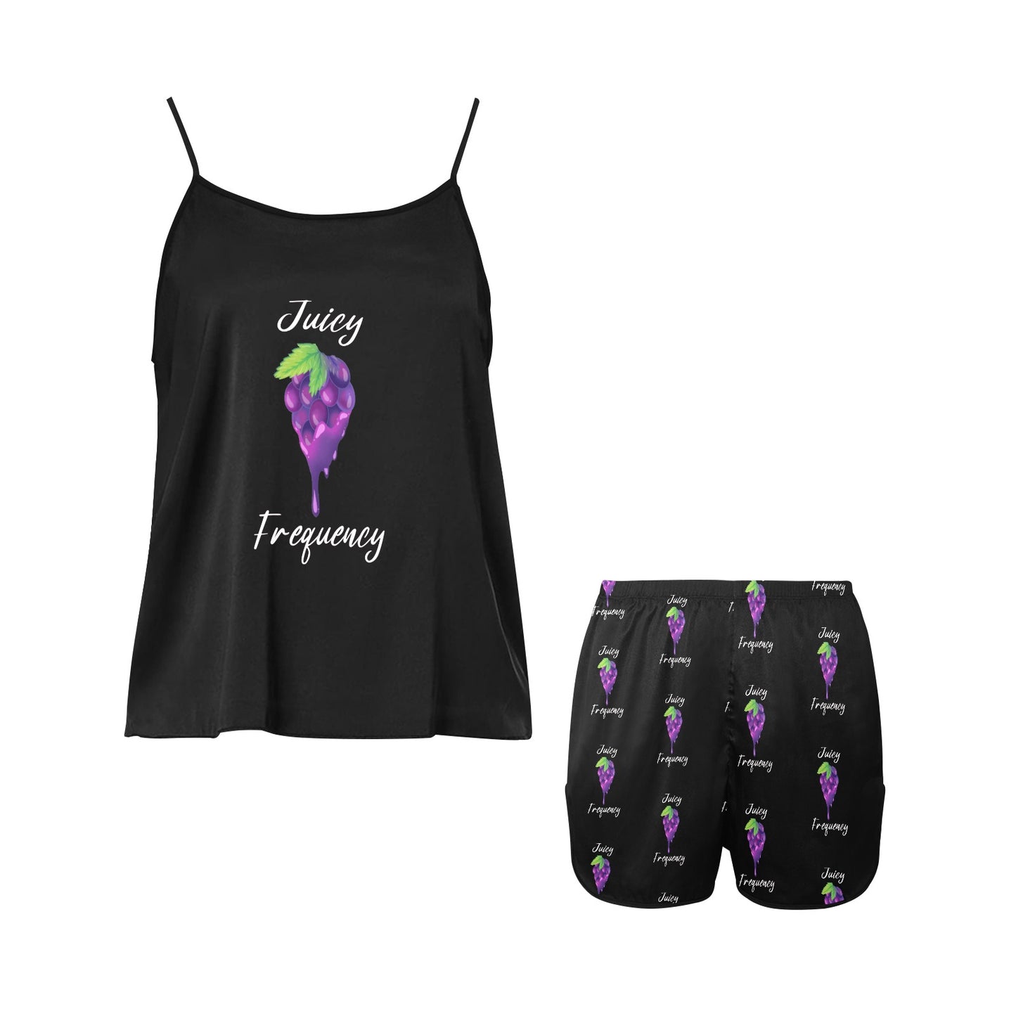 Juicy Frequency Grapes Women's Spaghetti Strap Short Pajama Set