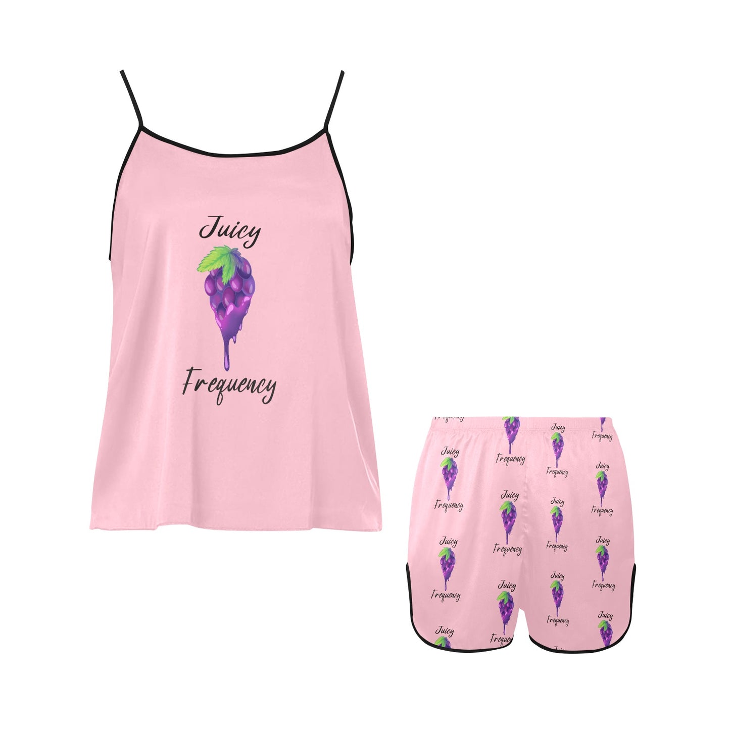 Juicy Frequency Grapes Women's Spaghetti Strap Short Pajama Set