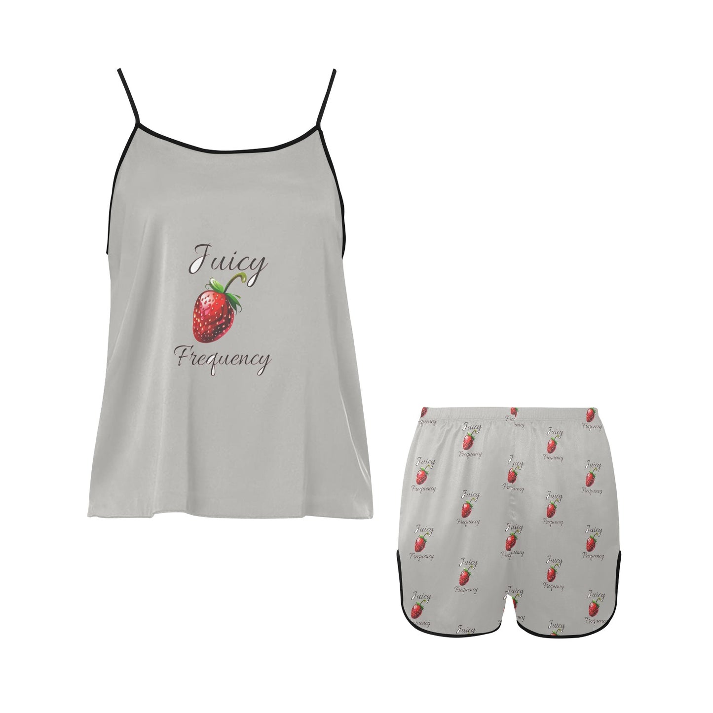 Juicy Frequency Strawberries Women's Spaghetti Strap Short Pajama Set