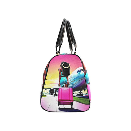 Jet Setter Collection Catching Flights World Class Traveler Waterproof Travel Bag Size Travel Bag Black (Small) (Model1639)