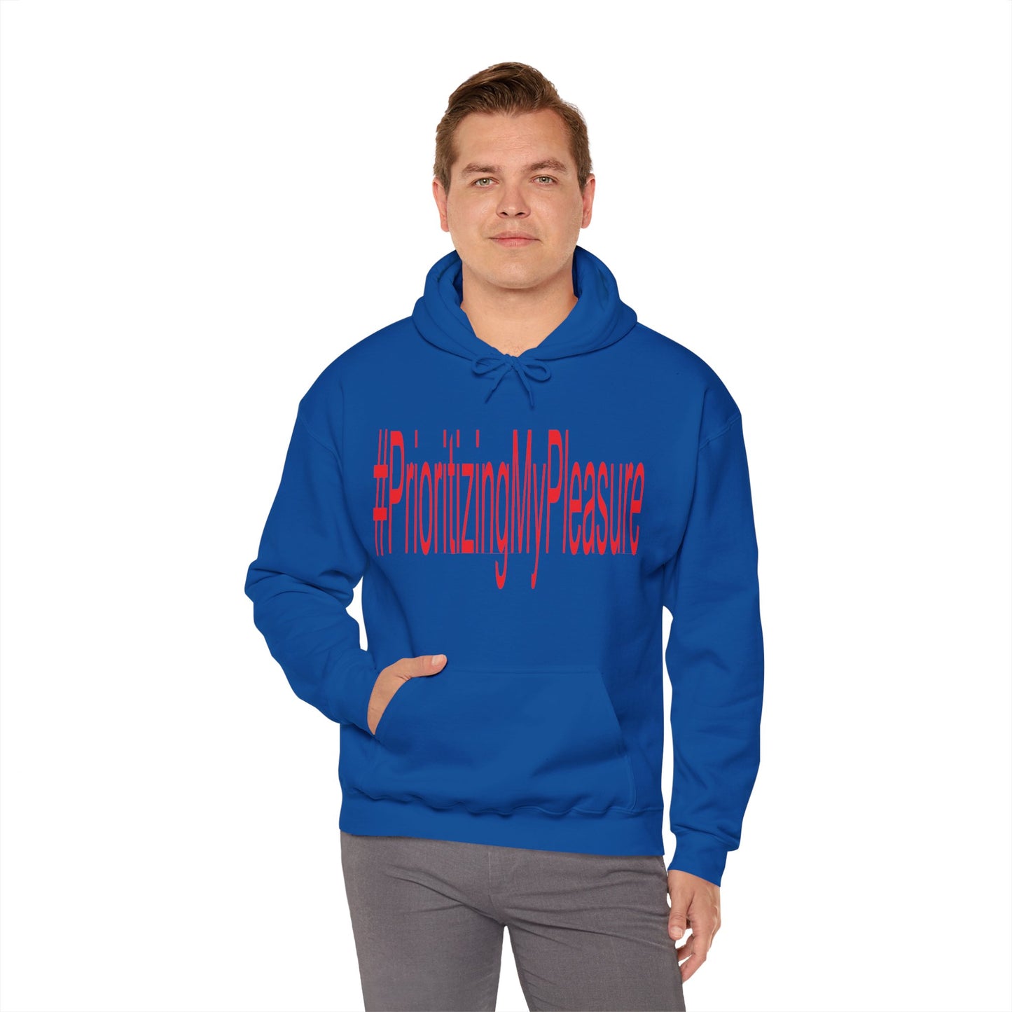 #PrioritizingMyPleasure Hooded Sweatshirt(Red letters)