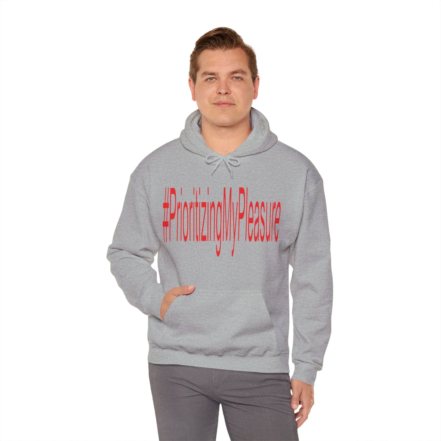 #PrioritizingMyPleasure Hooded Sweatshirt(Red letters)