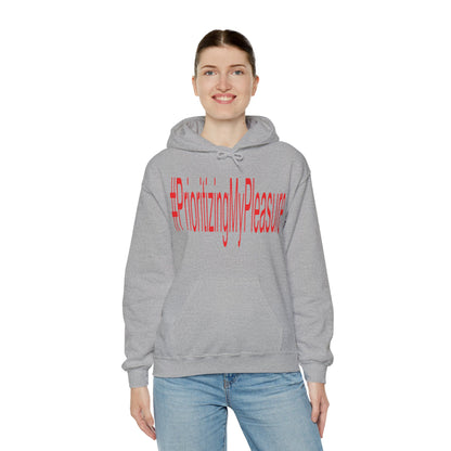 #PrioritizingMyPleasure Hooded Sweatshirt(Red letters)