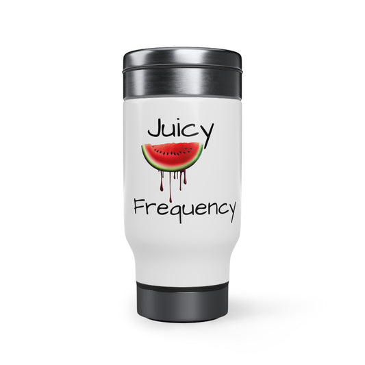 Juicy Frequency Watermelon Stainless Steel Travel Mug with Handle, 14oz