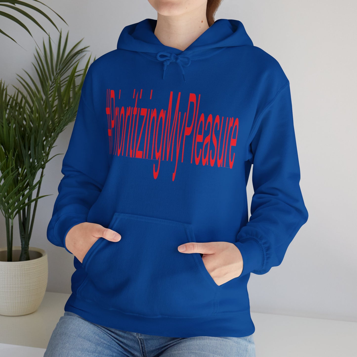 #PrioritizingMyPleasure Hooded Sweatshirt(Red letters)