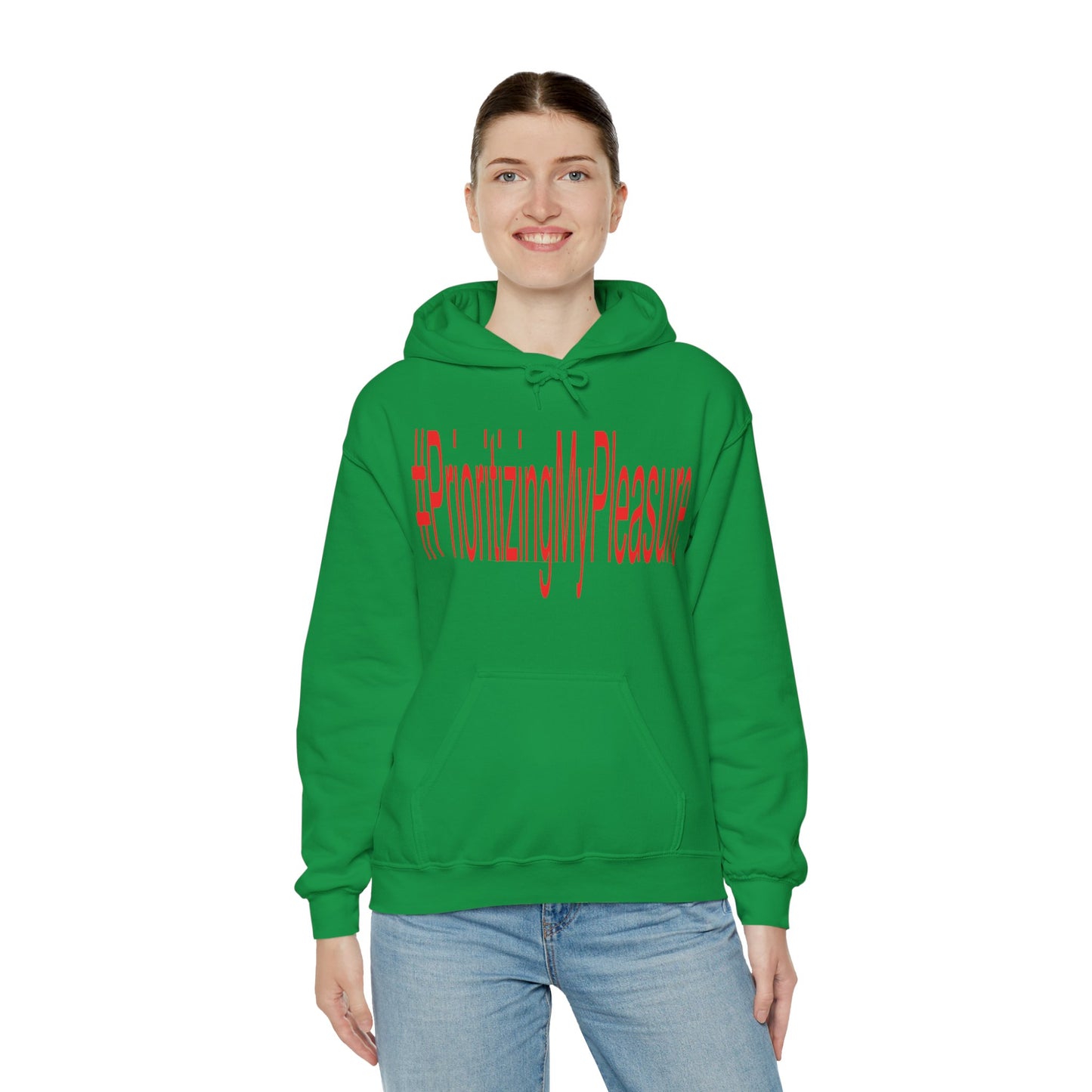 #PrioritizingMyPleasure Hooded Sweatshirt(Red letters)