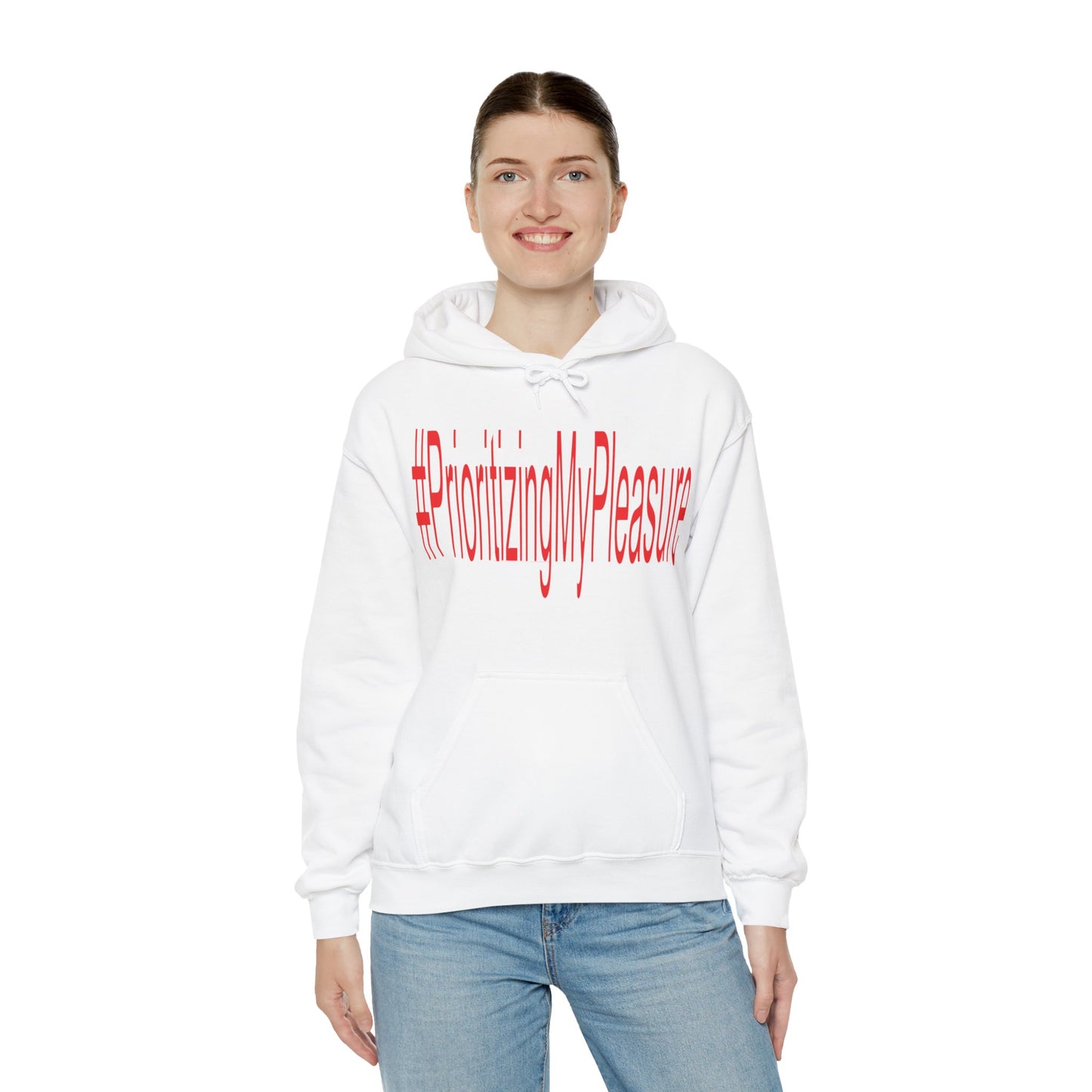 #PrioritizingMyPleasure Hooded Sweatshirt(Red letters)