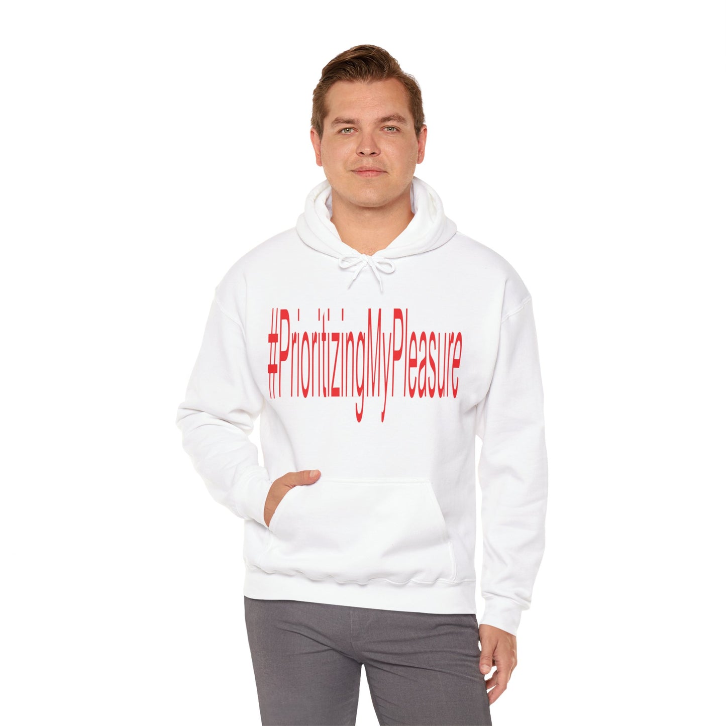 #PrioritizingMyPleasure Hooded Sweatshirt(Red letters)