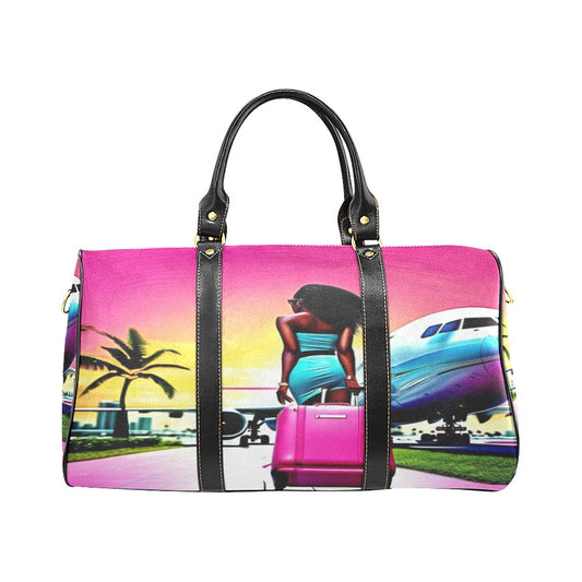 Jet Setter Collection Catching Flights World Class Traveler Waterproof Travel Bag Size Travel Bag Black (Small) (Model1639)