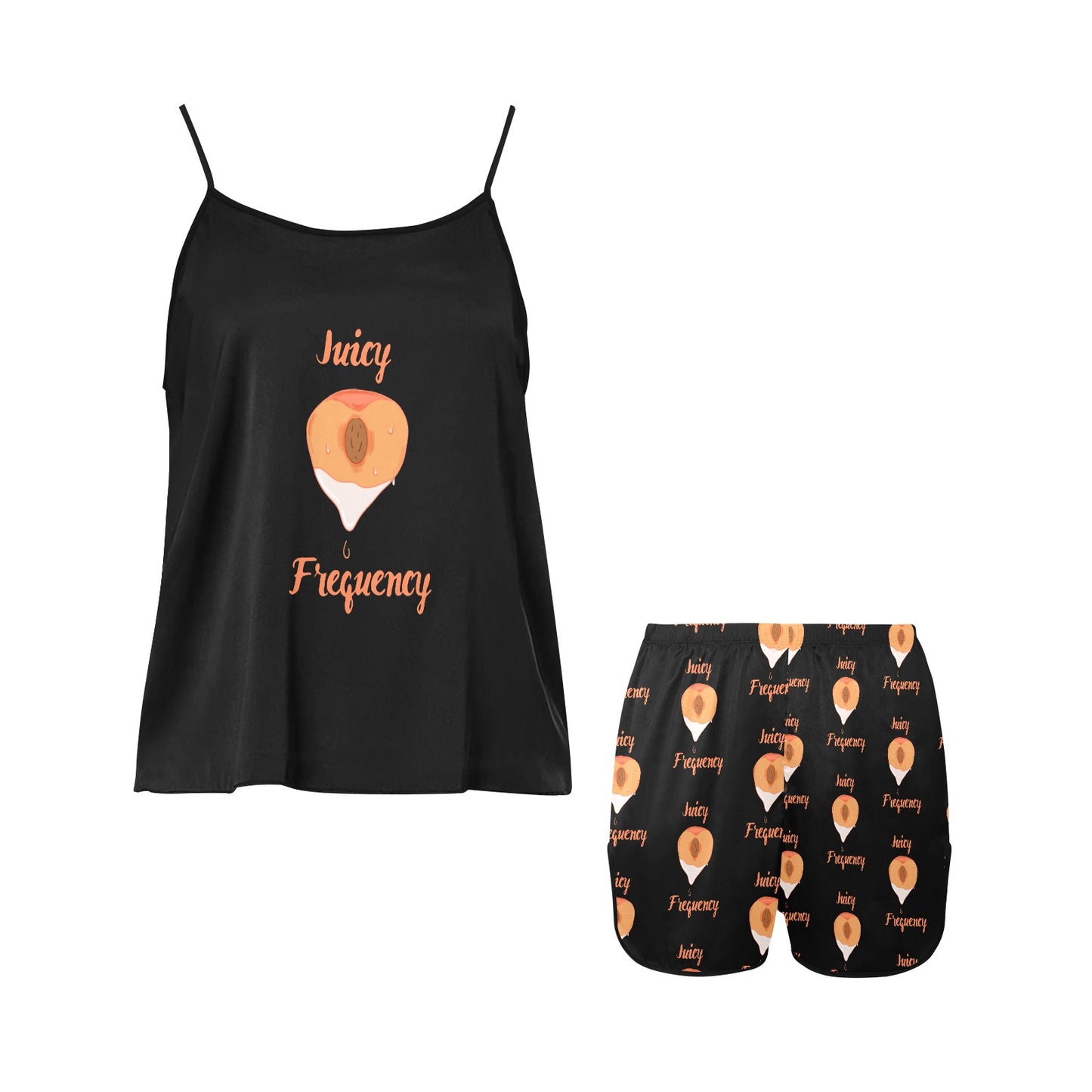 Juicy Frequency Peach Women's Spaghetti Strap Short Pajama Set